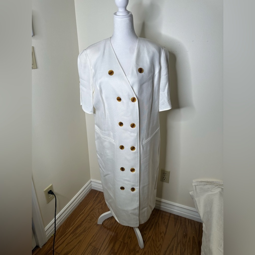 Vintage "Fink Modell" 80's, statement shoulder, Button Dress, pockets Size 44
